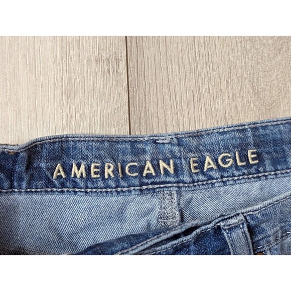 American Eagle Shorts Womens 00 Highest Rise Mom Short Denim Plaid Cross Angled - Picture 4 of 11